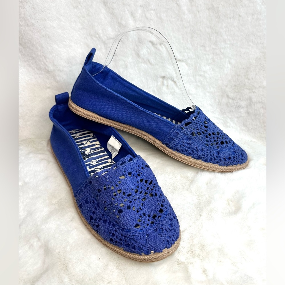 Blue Slip-On Crochet Espadrille Shoes Size 10 New Cottagecore